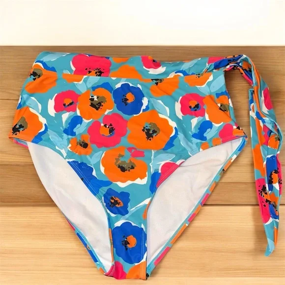 Floral Tummy Control Tie Knot Bathing Suit Bottoms NWOT - Picture 3 of 4
